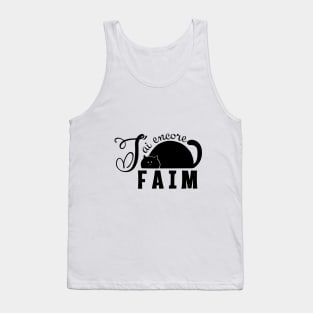 Fat cat always hungry - black silhouette with French text "J'ai encore faim" Tank Top